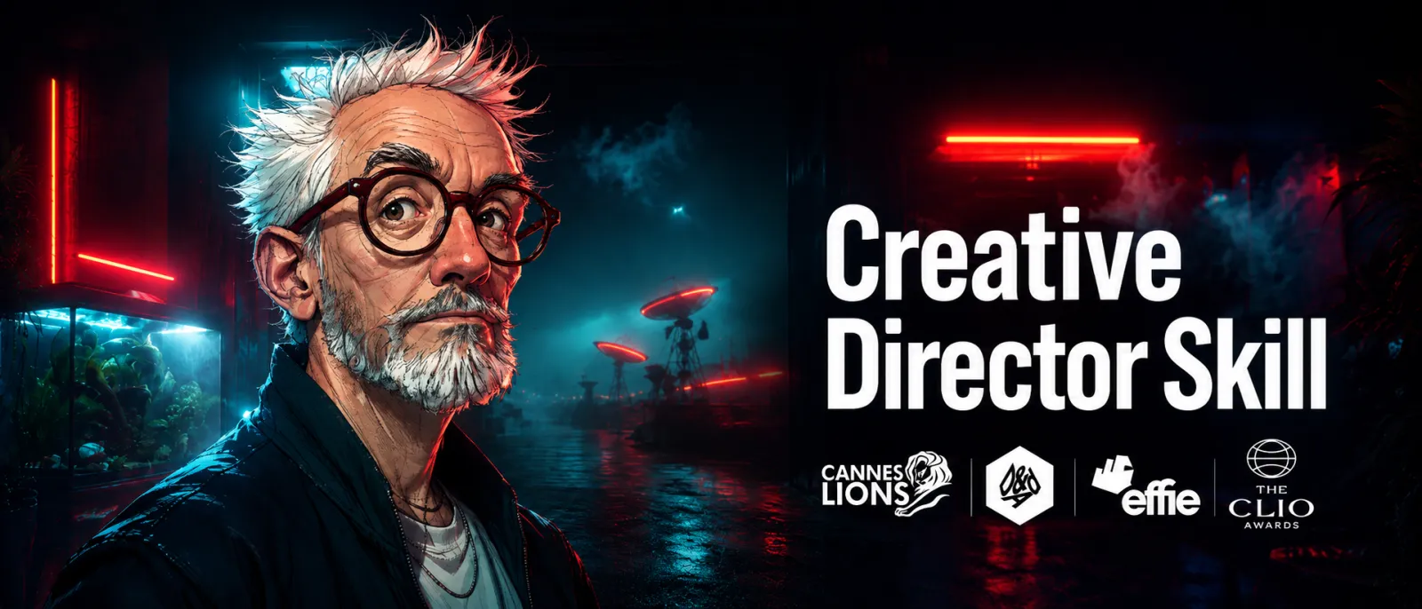 Creative Director Skill — creative director in neon noir with Cannes Lions, D&AD, Effie, Clio awards